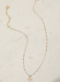 Radiant Chain Cross Charm Necklace Detail 2 - TULLABEE