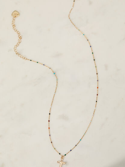 Radiant Chain Cross Charm Necklace - TULLABEE