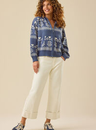 Gale Floral Fair Isle Zip-Up Detail 2 - TULLABEE