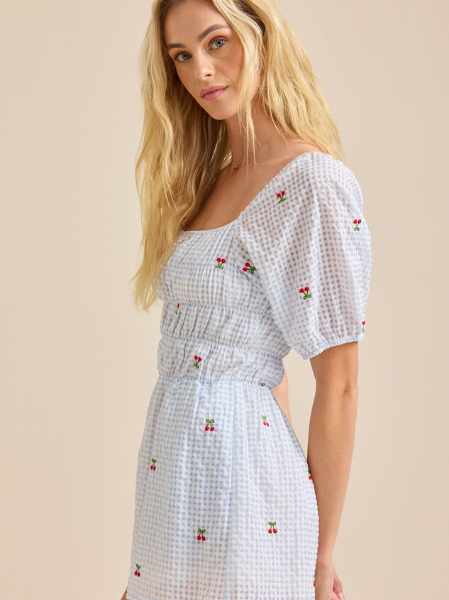 Natalia Cherry Gingham Romper Detail 4 - TULLABEE