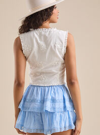 Alicia Embroidered Tie Front Woven Vest Detail 5 - TULLABEE
