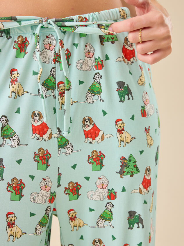 Festive Pups Pajama Pant Detail 3 - TULLABEE