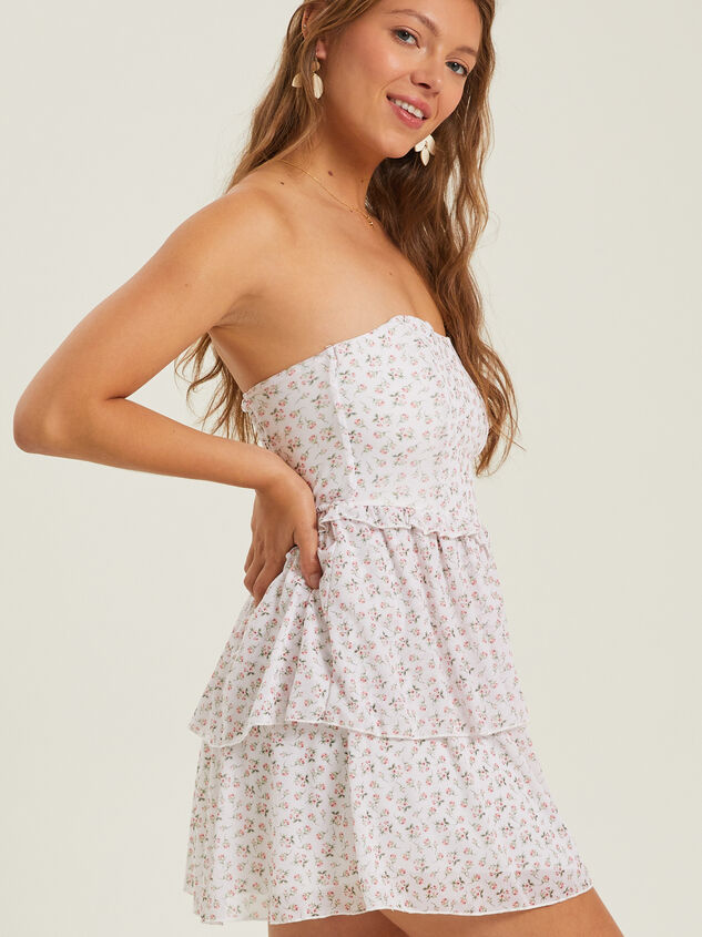 Ava Strapless Floral Dress Detail 3 - TULLABEE