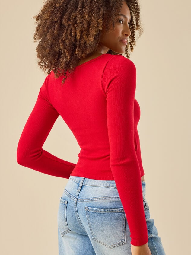 Elowyn Long Sleeve Ribbed Top Detail 5 - TULLABEE