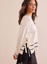 Varsity Side Tie Pullover Detail 3 - TULLABEE