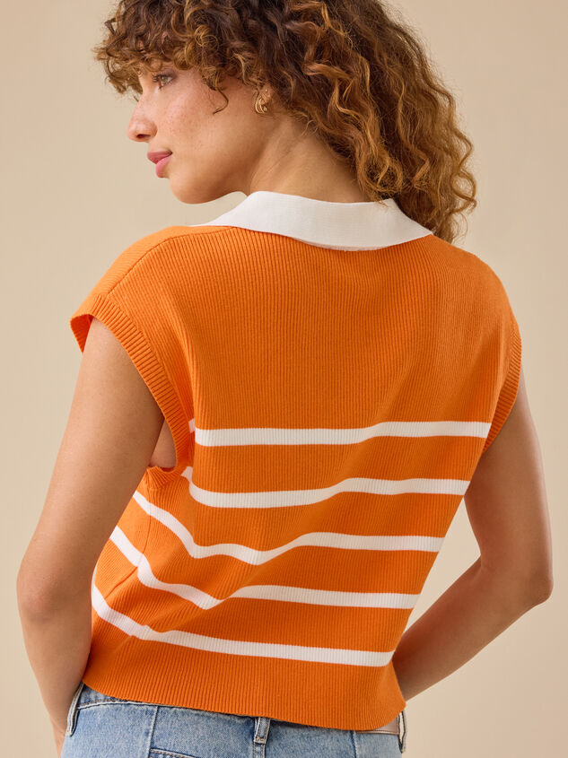 Linda Striped Boxy Sweater Vest Detail 6 - TULLABEE