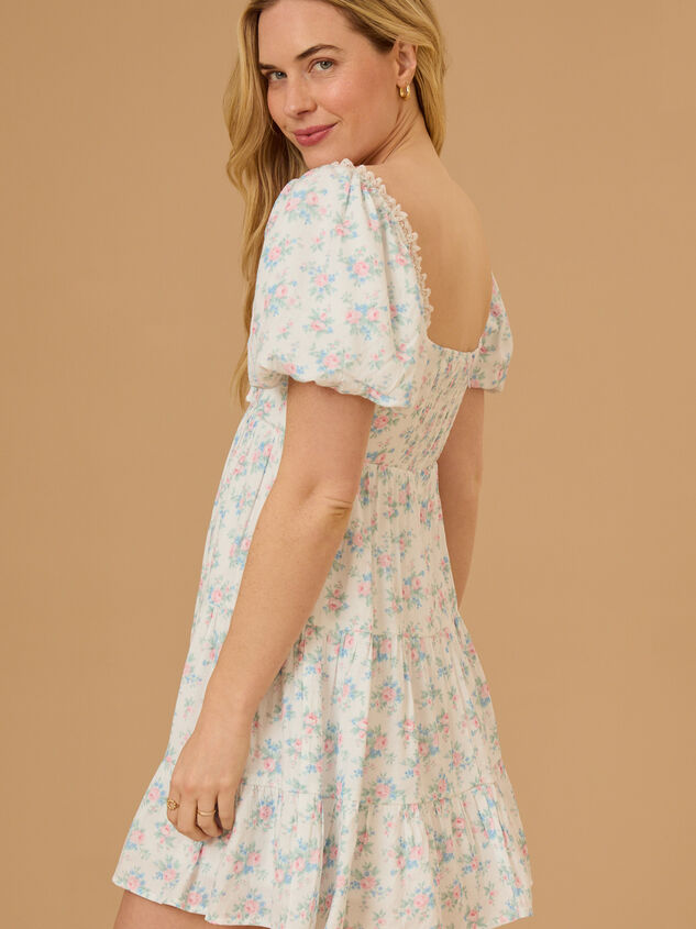 Nyari Tie Front Floral Mini Dress Detail 4 - TULLABEE