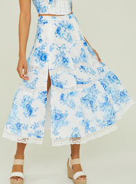 Belle Floral Midi Skirt Detail 2 - TULLABEE