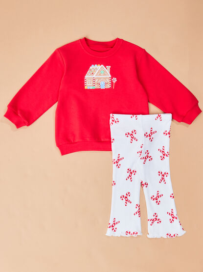 Gingerbread Bow Top and Pants Toddler Set - TULLABEE