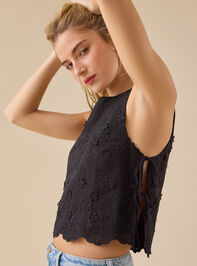 Jaycie Embroidered Side Tie Tank Detail 3 - TULLABEE