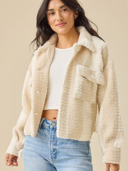 Athena Striped Sherpa Jacket - TULLABEE