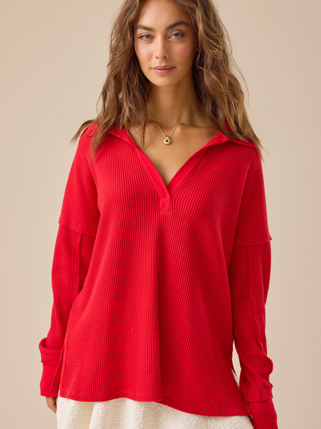 Gracey Waffle Knit Top Detail 3 - TULLABEE
