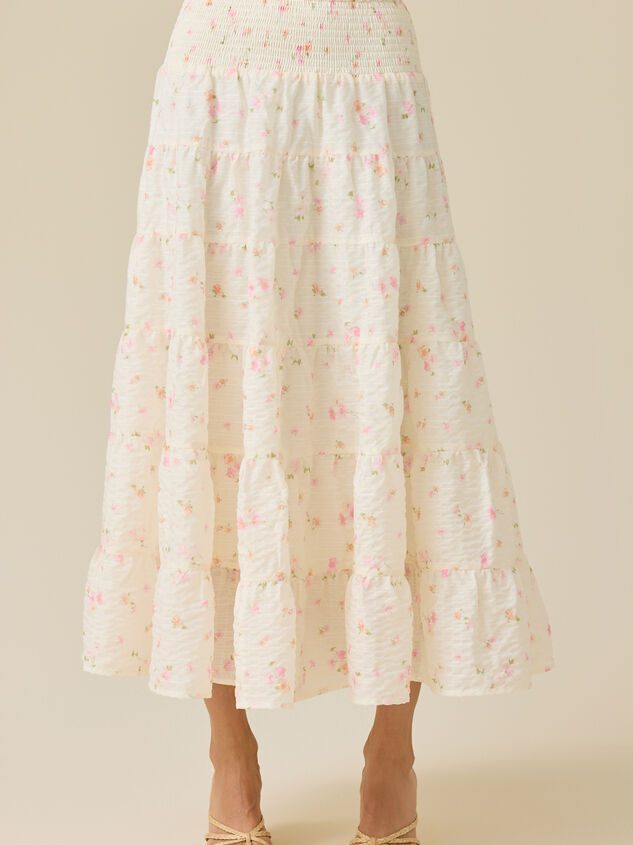 Primrose Tiered Floral Midi Skirt Detail 3 - TULLABEE