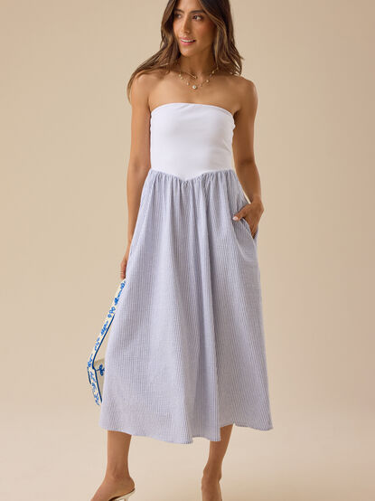 Renee Strapless Midi Dress - TULLABEE