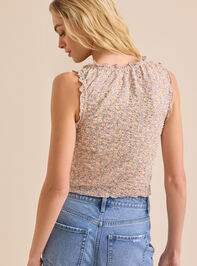 Lara Ruffle Trim Floral Tank Detail 5 - TULLABEE
