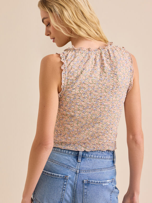 Lara Ruffle Trim Floral Tank Detail 5 - TULLABEE