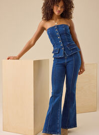 Keri Strapless Denim Jumpsuit - TULLABEE