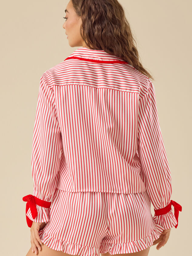 Kimber Festive Patch Satin Sleep Top Detail 5 - TULLABEE