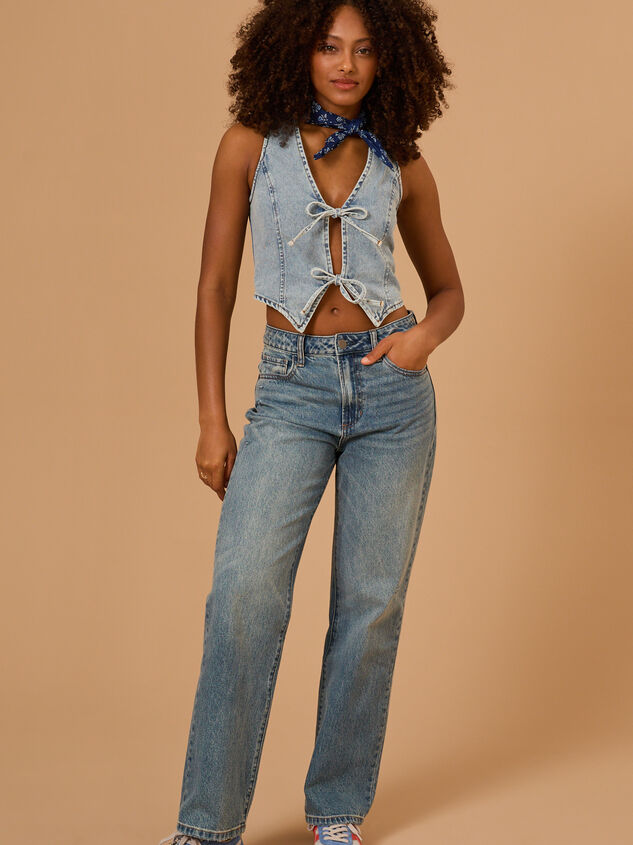 Tessa Tie Front Denim Vest - TULLABEE