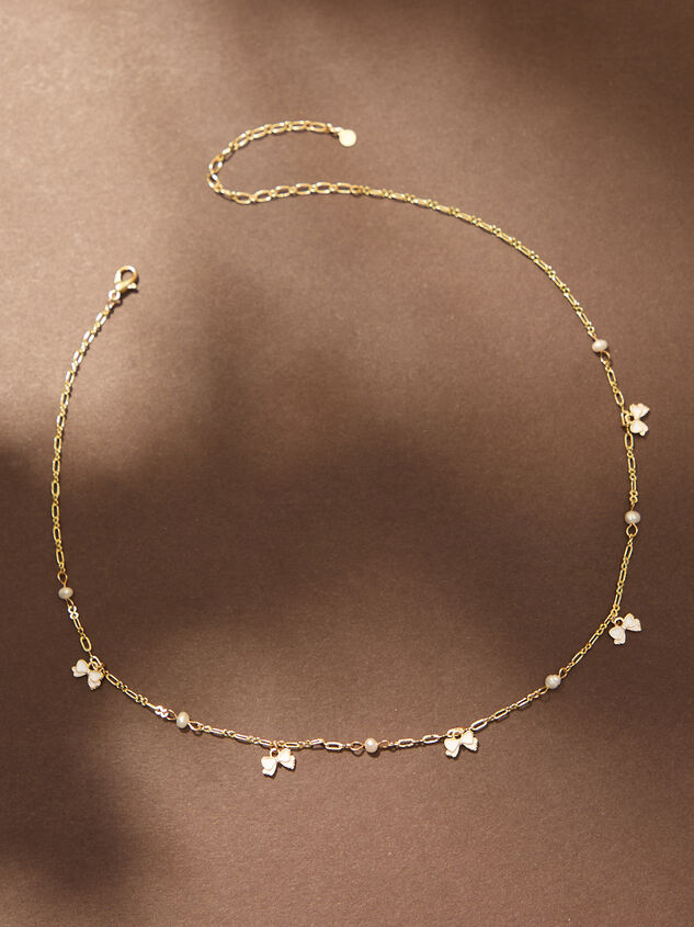 Dainty Pearl Bow Choker Detail 2 - TULLABEE