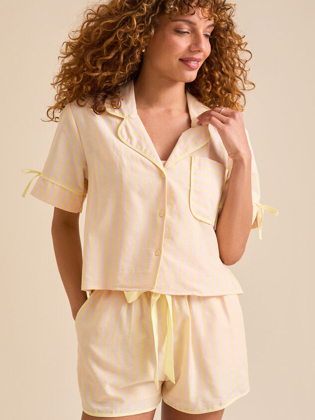 Cleo Striped Sleep Top Detail 3 - TULLABEE