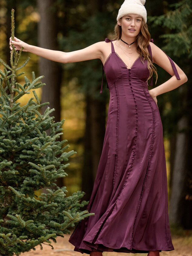 Wine satin store maxi dress