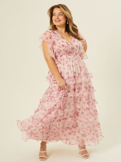 Shackly Floral Ruffle Maxi Dress - TULLABEE