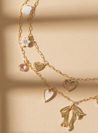 Layered Statement Bow Charm Necklace Detail 2 - TULLABEE