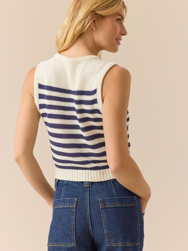Londyn Stripe Sweater Vest Detail 6 - TULLABEE