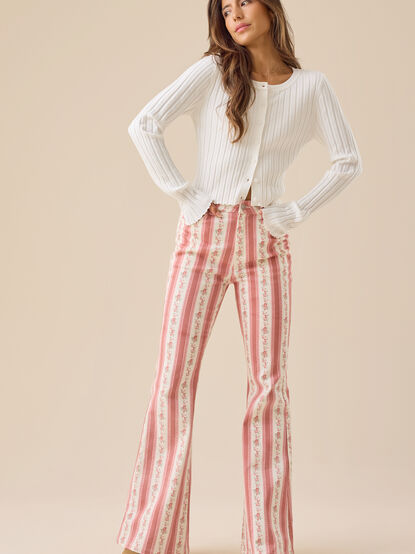McKenzie Floral Stripe Flare Pant - TULLABEE