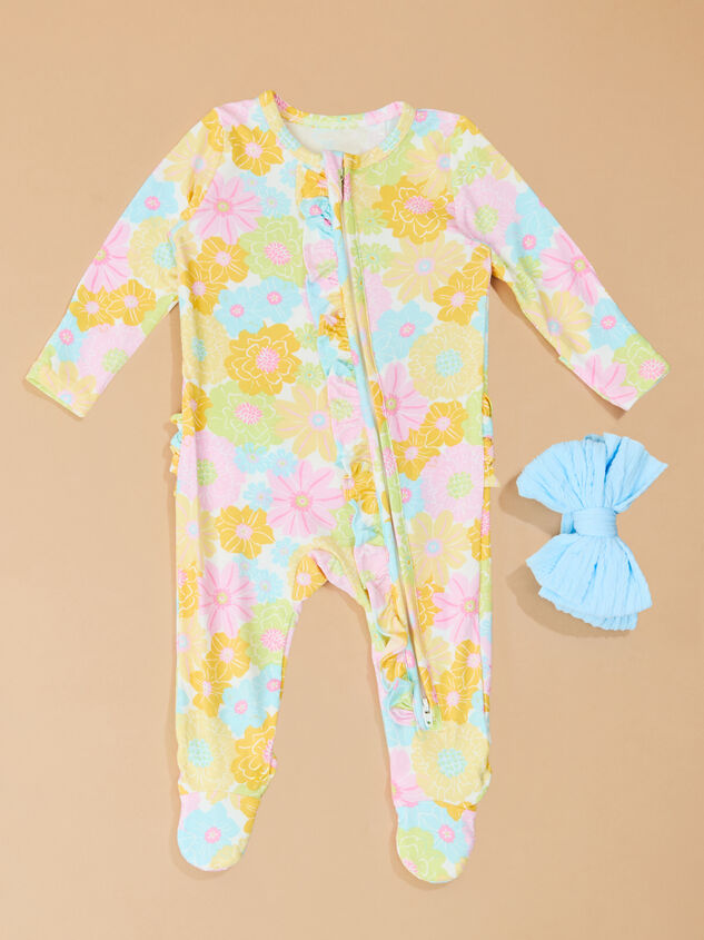 Dreamy Dahlias Footie and Headband Set Detail 2 - TULLABEE