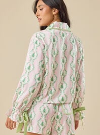 Blythe Satin Christmas Sleep Top Detail 5 - TULLABEE