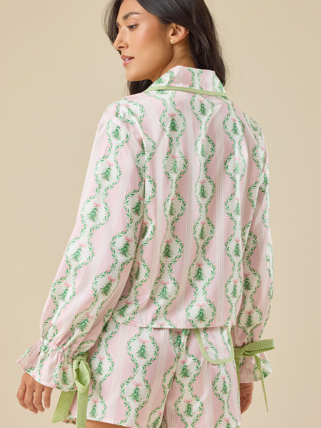 Blythe Satin Christmas Sleep Top Detail 5 - TULLABEE