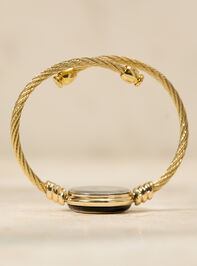Black Enamel Twisted Cuff Round Face Watch Detail 2 - TULLABEE