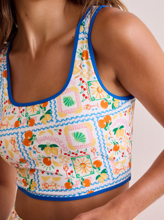 Getaway Postcard Patterned Tank Detail 3 - TULLABEE