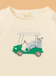Gabe Golf Cart Embroidered Baby Sweatshirt Detail 2 - TULLABEE
