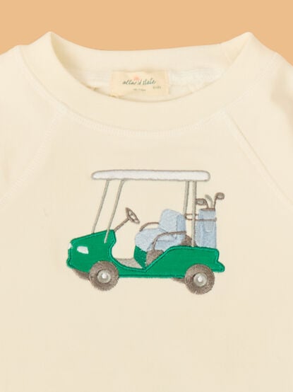 Gabe Golf Cart Embroidered Baby Sweatshirt - TULLABEE