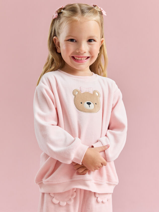 Blissful Bear Velour Top and Pants Set Detail 6 - TULLABEE