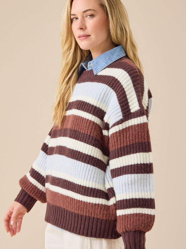 Suede Striped Tunic Pullover Detail 3 - TULLABEE
