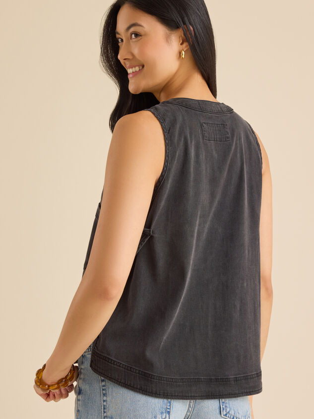 Keira Button Up Vest Detail 4 - TULLABEE