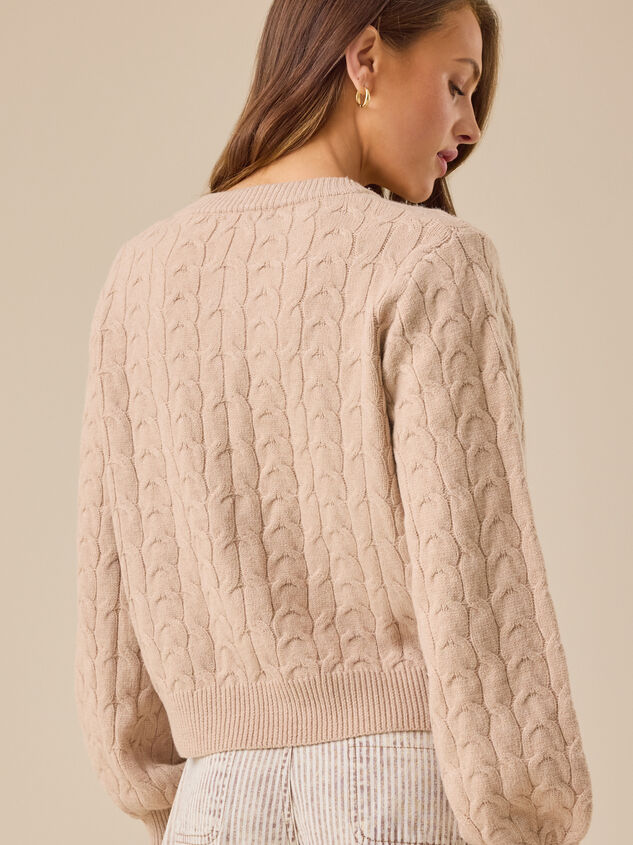 Rose Cable Knit Flower Cardigan Detail 4 - TULLABEE