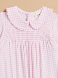 Kit Gingham Smocked Footie Detail 2 - TULLABEE
