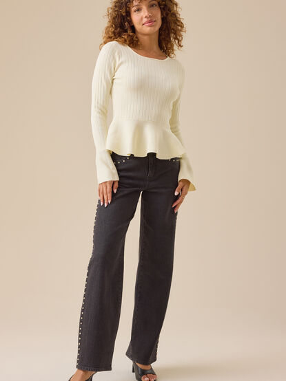 Olivia Bell Sleeve Peplum Top - TULLABEE