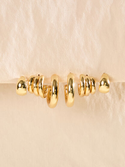 18K Gold Minimal Hoop Earring Pack - TULLABEE