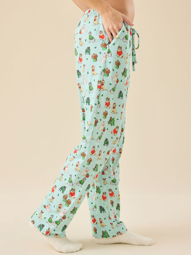 Festive Pups Pajama Pant Detail 4 - TULLABEE