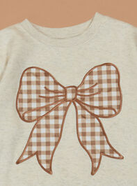 Gingham Bow Sweatshirt Detail 2 - TULLABEE