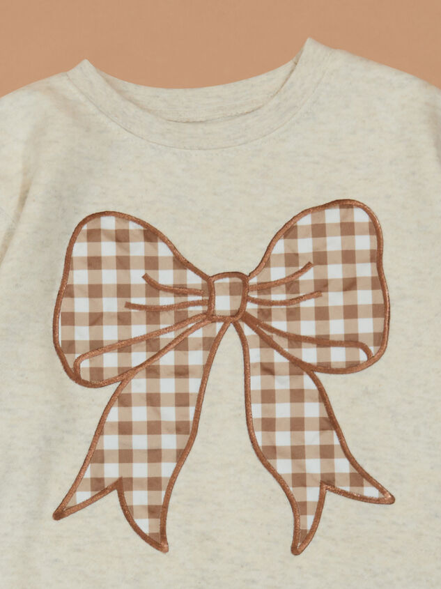 Gingham Bow Sweatshirt Detail 2 - TULLABEE