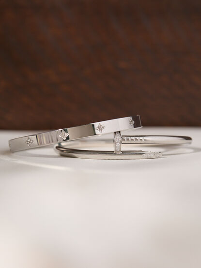 Stainless Steel Wrapped Nail Bangle Set - TULLABEE