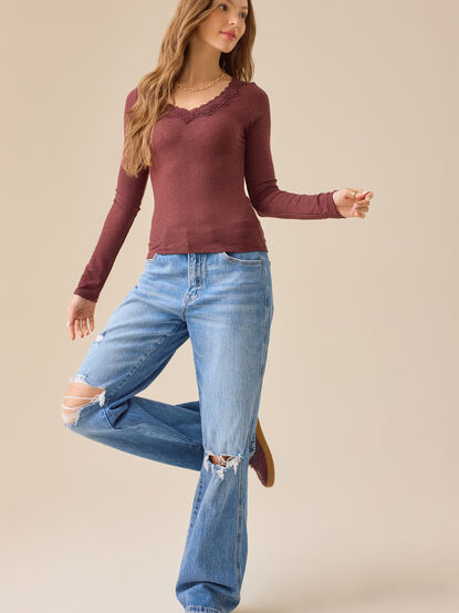 Victoria Lace Ribbed Top - TULLABEE