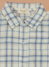 Parker Plaid Polo Romper Detail 2 - TULLABEE
